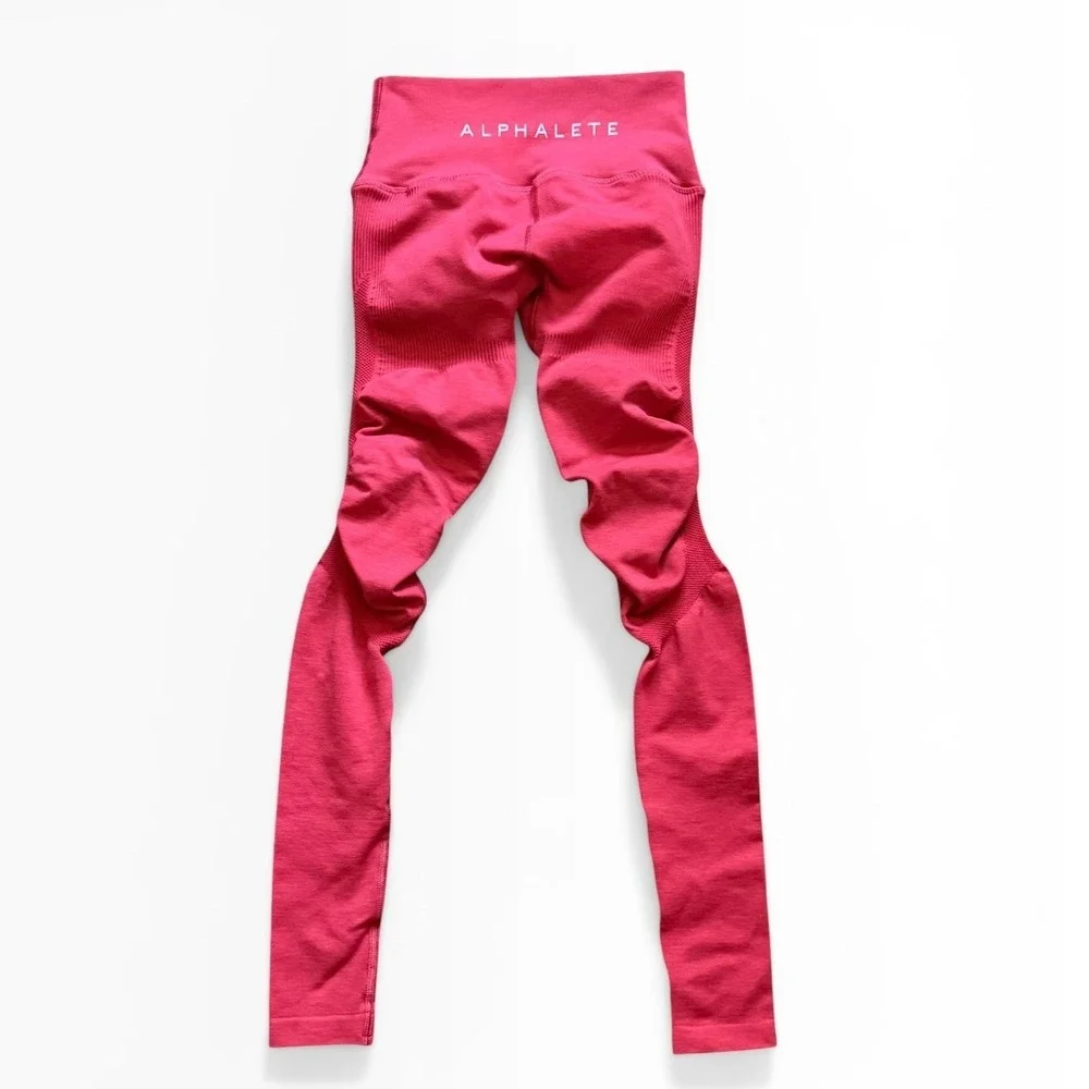 Alphalete High Waisted Seamless Leggings Pink Small‎ Yoga Amplify Body Scrunch